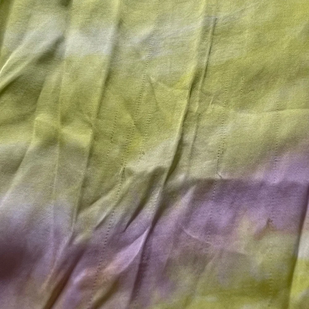 Young Fabulous & Broke Savanna Tie Dye Printed Satin Twist Midi Skirt Lime Small